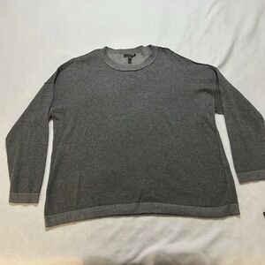 Eileen Fisher Women's Boxy Ash Gray Sweater Pullover Organic Cotton Blend Medium
